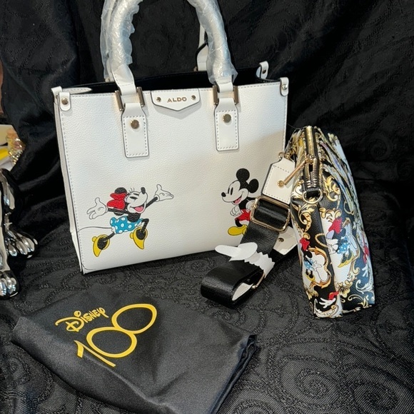 DISNEY X ALDO 100 Mickey & Minnie Handbag and Disney MULTI CHARACTER  Crossbody - Picture 6 of 14